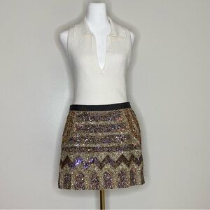 Gold sequined mini skirt